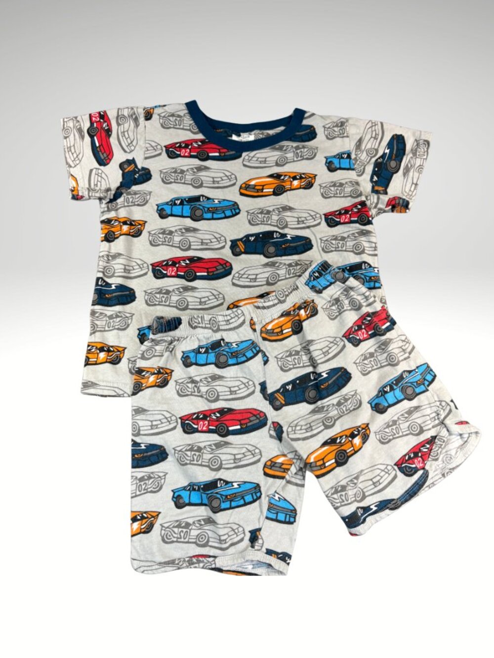Car Design Grey Pajamas Boys Short Set Size 4-5 (SKU: 140B)